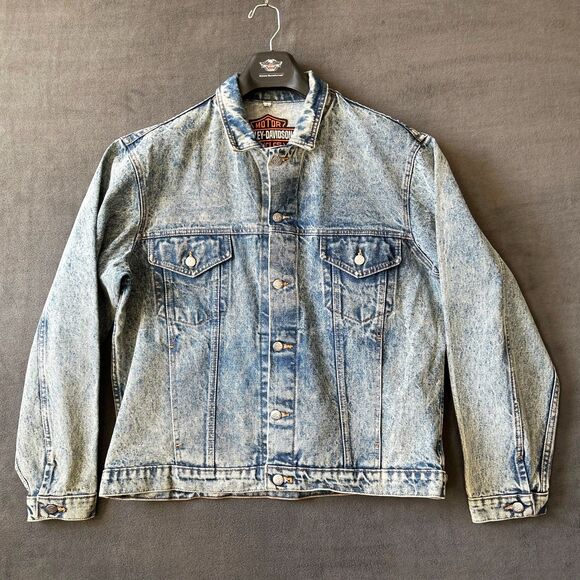 Harley-Davidson Denim Jacket Men’s Large Made in America Eagle Motorcycle USA - Picture 4 of 7